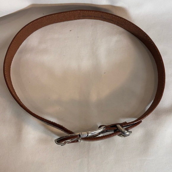 BELT Brown Leather with Ornate Western Vibe Silver Toned Buckle Made in Italy - Picture 2 of 5